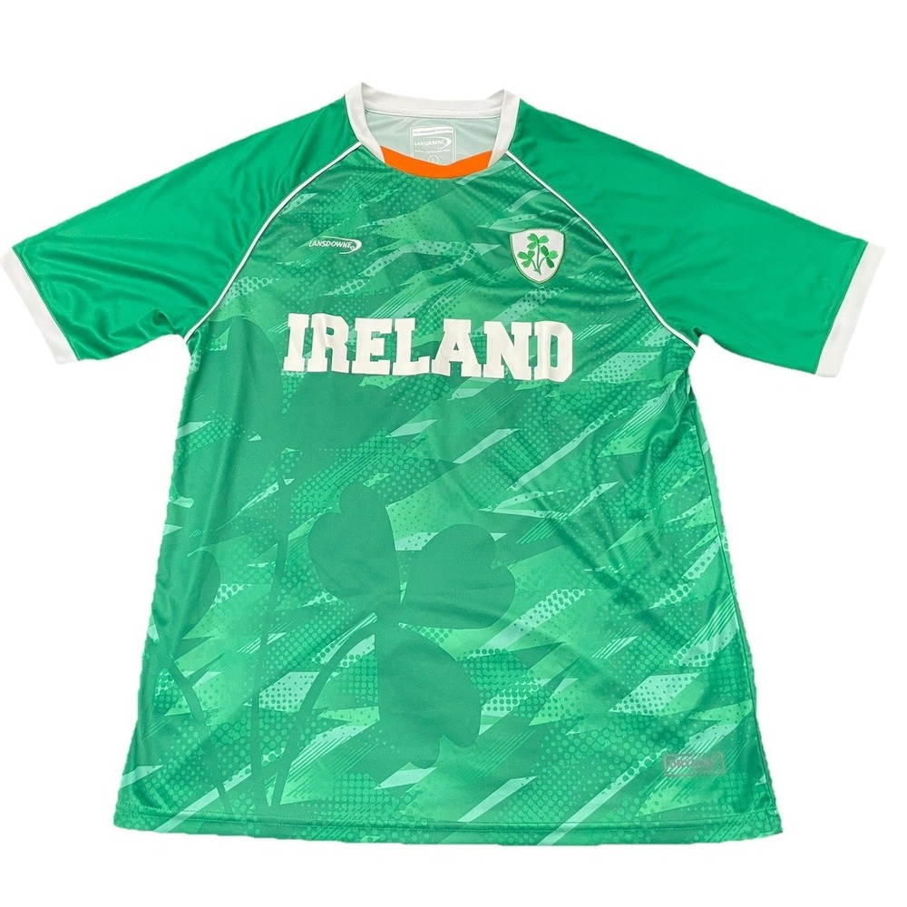 Ireland Rugby Jersey Lansdowne Mens Size Large Green Shirt Short Sleeve Football
